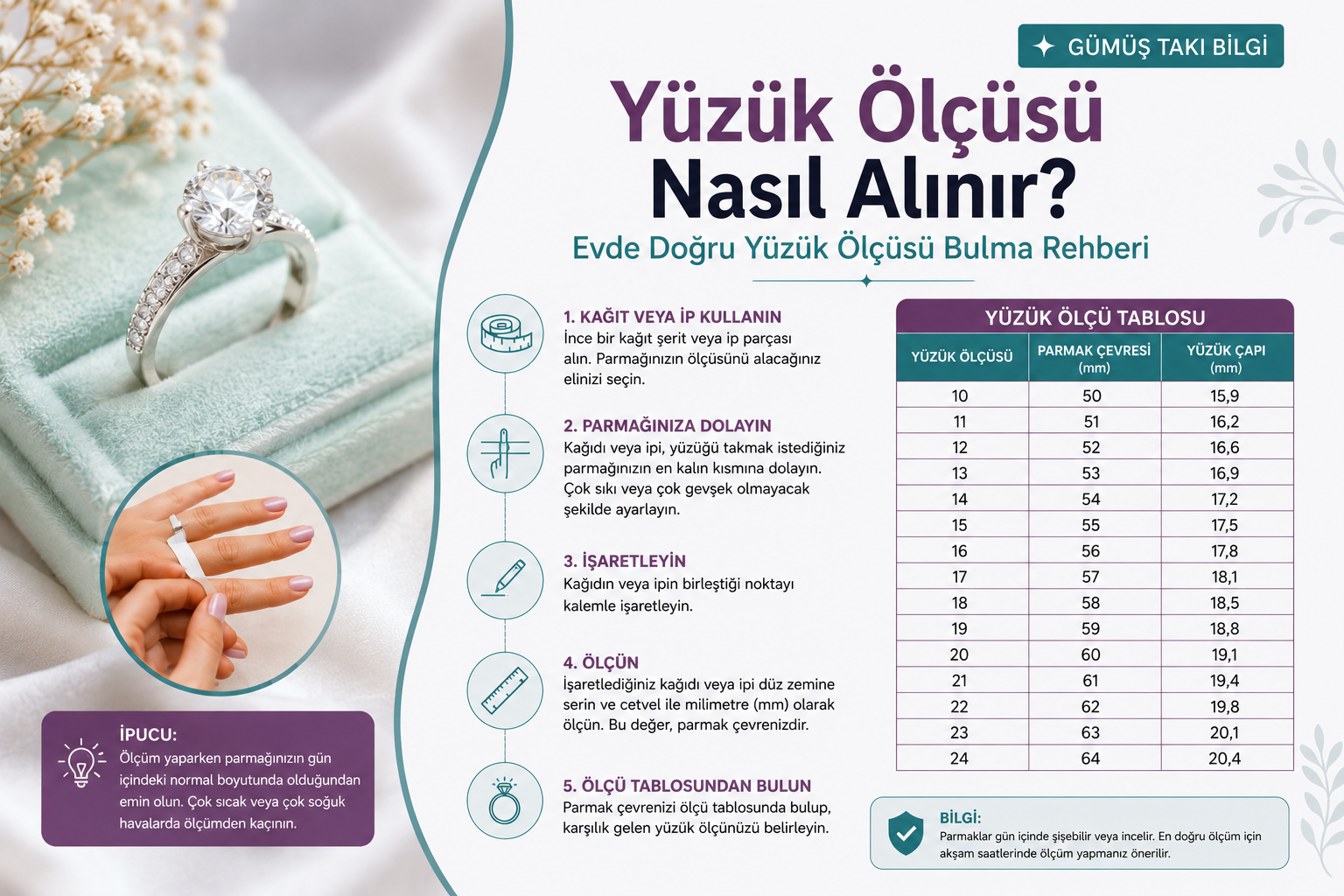 Yüzük Ölçüsü Nasıl Alınır? Evde Doğru Yüzük Ölçüsü Bulma Rehberi